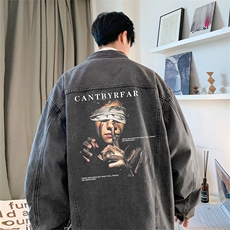 直播品质美式高街扎染印花复古水洗牛仔衣潮流夹克外套NZ18特65，男装夹克，电商A486
