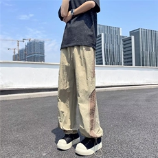 条纹休闲降落伞兵裤男宽松阔腿跳舞运动速干薄款工装裤MK8254P45，男装工装外套，星座1013-5