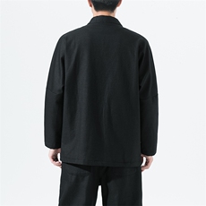 2162^风禅修居士服加厚加绒道袍外套开衫男女亚麻改良汉服，男装民族服装，钱塘777(原3023)