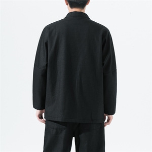 2162^风禅修居士服加厚加绒道袍外套开衫男女亚麻改良汉服图片