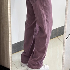 葡萄紫色阔腿牛仔裤男女春秋季2026新款宽松显瘦休闲直筒裤子潮流，男装牛仔裤，星座506A