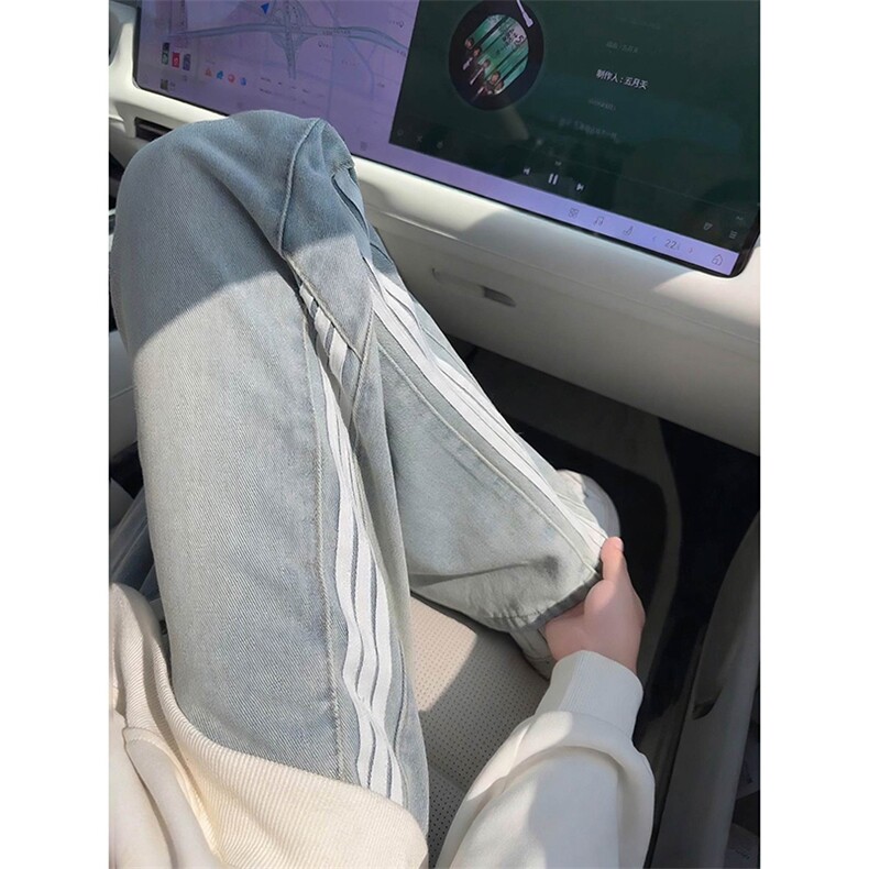 三条杠休闲直筒裤子男现货深度库存秋季新款牛仔裤-A1218TP48,男装牛仔裤,电商B241