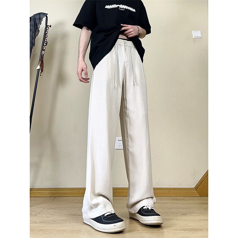 A1788059新款夏季薄款透气耐磨男直筒长裤麻休闲宽松垂感阔腿裤,男装休闲裤,电商A178
