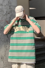 B239-1269-P48横条纹美式复古字母印花夏季重磅落肩袖短袖t恤，男装T恤，星座514-2(原B239)