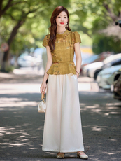 阔腿裤套装女2025夏季新款时尚洋气减龄气质御姐两件套，女装套装/套裙，尚洛菲