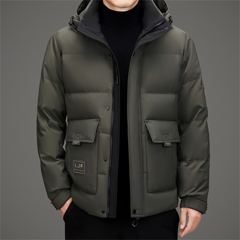 新款工装羽绒服外套男款冬季加厚可脱卸帽潮流时尚休闲羽绒服大衣,男装羽绒服,钱塘723