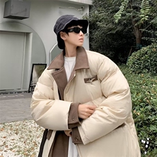 冬季2023羽绒棉服男美式拼接假两件棉衣高级感宽松面包服外套，男装棉衣，星座716-4