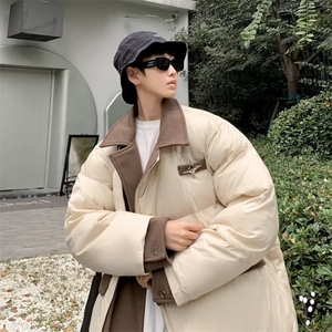 冬季2023羽绒棉服男美式拼接假两件棉衣高级感宽松面包服外套图片