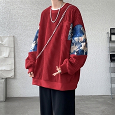 现货WY10065-特P45加绒特P55特殊面料圆领百搭小熊卫衣，男装卫衣，电商A059