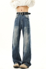 高品质现货闪电纹美式高街微喇裤宽松直筒牛仔裤-GK68-P60-限价78，男装牛仔裤，星座310A-1