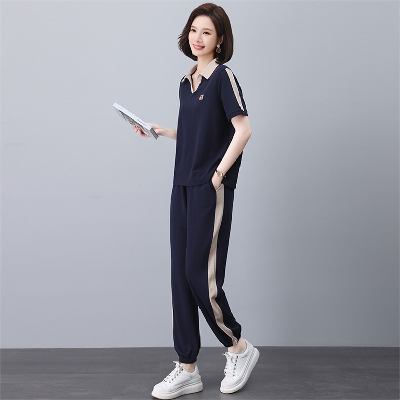 夏装搭配一整套运动短袖套装女2025新款年轻妈妈装时尚穿搭两件套,女装套装/套裙,忆绮罗