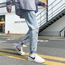 牛仔裤男士秋季潮牌破洞ins韩版潮流百搭九分休闲长裤子7116-P35，男装牛仔裤，电商A318