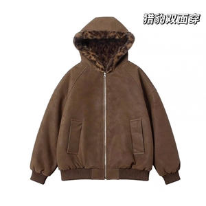 现货 PU皮加绒加厚双面穿豹纹外套JK0163-P115图片