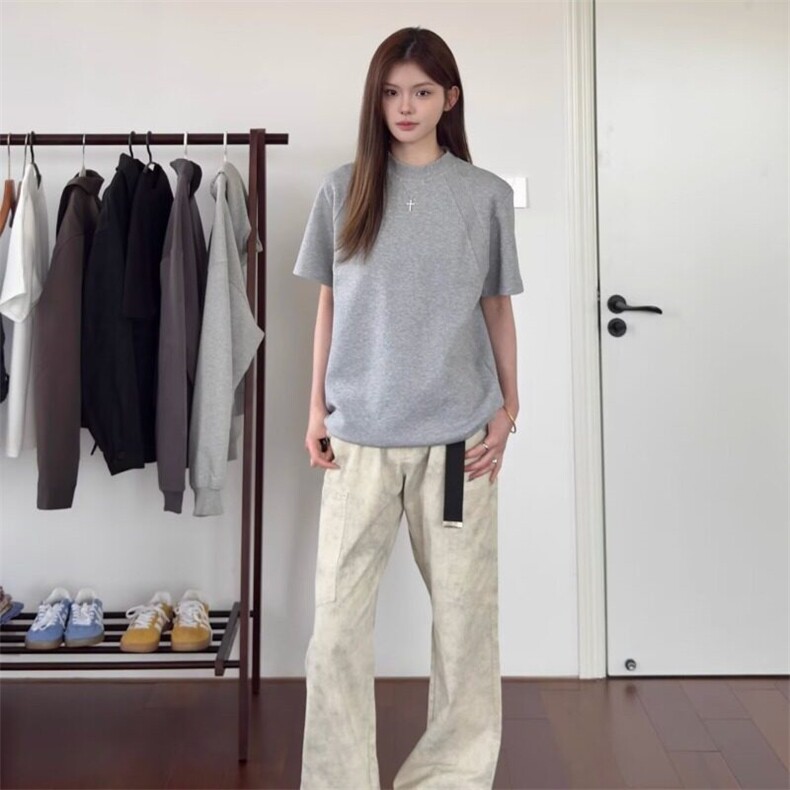 2025新款时尚潮流正肩短袖男女款夏季简约美式高级感t恤舒适半袖,男装T恤,星座506A