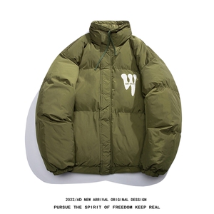 白鸭绒白底22冬季W字母设计感抽绳立领羽绒服YR218P195K258图片