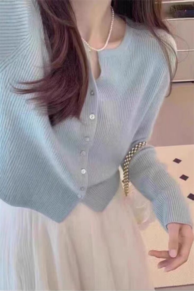 优雅小香风羊毛开衫粉色修身显瘦针织衫,女装羊毛衫,旭驰羊绒