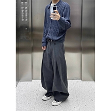 网图春款老钱风cleanfit百搭A字褶宽松直筒休闲裤CK867/特P50，男装休闲裤，电商B350