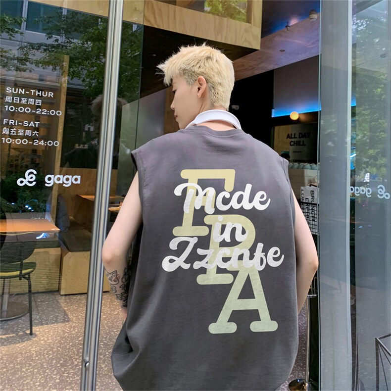 特P19控38220g纯棉美式宽松背心男女无袖t恤潮CB3162,男装T恤,电商B370