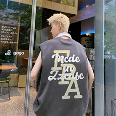 特P19控38220g纯棉美式宽松背心男女无袖t恤潮CB3162，男装T恤，电商B370