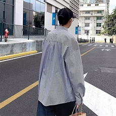 2026年春季款条纹长袖衬衫男女百搭衬衣外套潮C3007，男装衬衫，星座1108