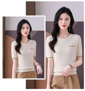 短袖t恤女2025新款设计感小众撞色锁骨显瘦上衣夏季图片