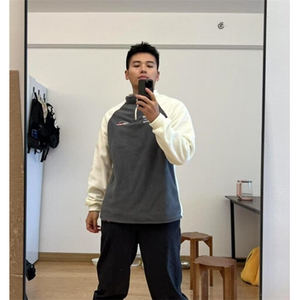 摇粒绒撞色长袖T恤男款秋冬半拉链卫衣健身运动内搭 WB07图片