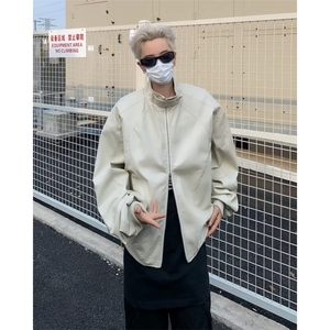 春秋美式刺绣pu皮夹克男休闲宽松街头棒球服图片