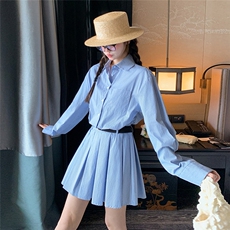 新品现货时尚条纹百搭连衣裙配腰带A2521-P135-K210，女装连衣裙，2C261