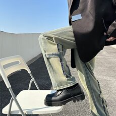 ins潮潮流2023百搭休闲黄泥色直筒牛仔裤N083P42，男装牛仔裤，星座1116-2
