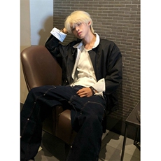 白条纹双面穿夹克外套男翻领简约韩版春秋冬季JK002，男装夹克，星座1116A（原606A-3）