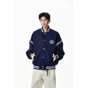 美式学院风条纹拼接勋章刺绣棒球服外套  WT2535-P90-控158图片