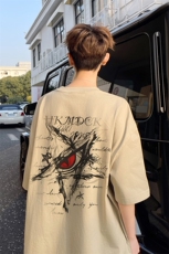 图案已注册夏季新款高街宽松短袖T恤男潮落肩半袖体恤衫D092/P25，男装T恤，电商B209