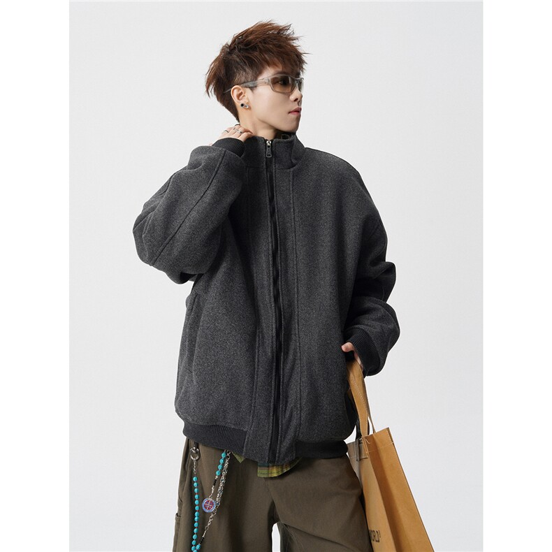 现货-廓形松立领夹棉美式冬季呢料保暖外套218-7-M138-P95-控158,男装棉衣,星座218-7