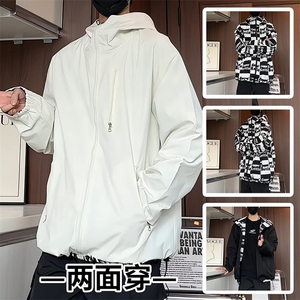 JK177/P70秋装个性印花两面服夹克男学生休闲潮外套上衣两面穿图片