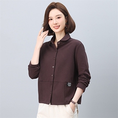 气质女时尚减龄纯色翻领开衫2025春季简约优雅新风格外套，女装短外套，涵誉