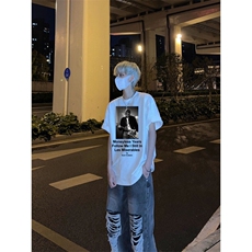 美式复古vintage印花短袖夏季男女圆领宽松休闲纯棉半袖T恤，男装T恤，星座310A-4