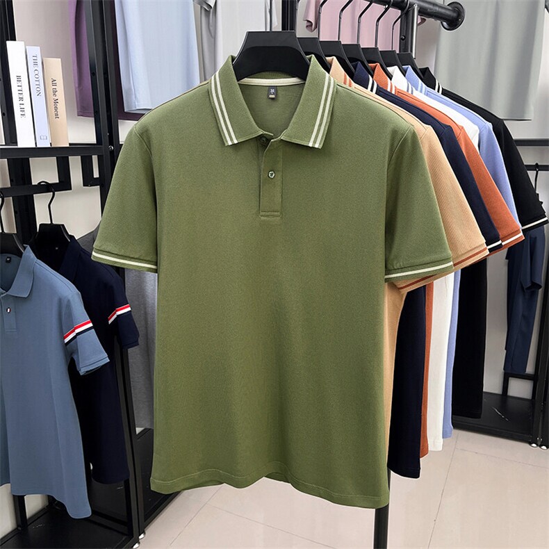 夏季纯棉短袖纯色翻领POLO衫男T恤潮流品质上衣体恤男装,男装Polo衫,钱塘6003（原4033）