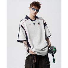 美式运动polo衫男夏季高街设计感印花T恤宽松休闲短袖D420P48，男装T恤，电商A335-1（原A458）