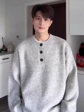 美式复古亨利领毛衣男慵懒风高级感针织衫外套513AMY2370P46，男装针织衫/毛衣，星座513A