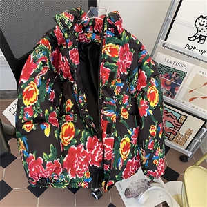 2024新款东北大花棉袄加厚保暖风棉服青年潮流现货 W8468-P72图片