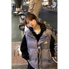 色织格子刺绣立领门禁款棉衣棉服马甲外套男女同款网络图，男装背心/马甲，星座410-6（原星座1304-1）