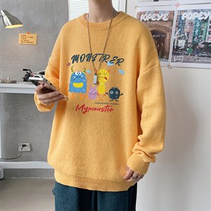！2023秋冬新款男士圆领毛衣百搭印花针织衫毛线上衣M809P45,男装针织衫/毛衣,电商B220
