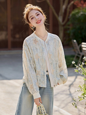 刺绣棒球开衫外套女春夏季薄款2026年新款短款时尚减龄防晒衣，女装防晒衣，余墨