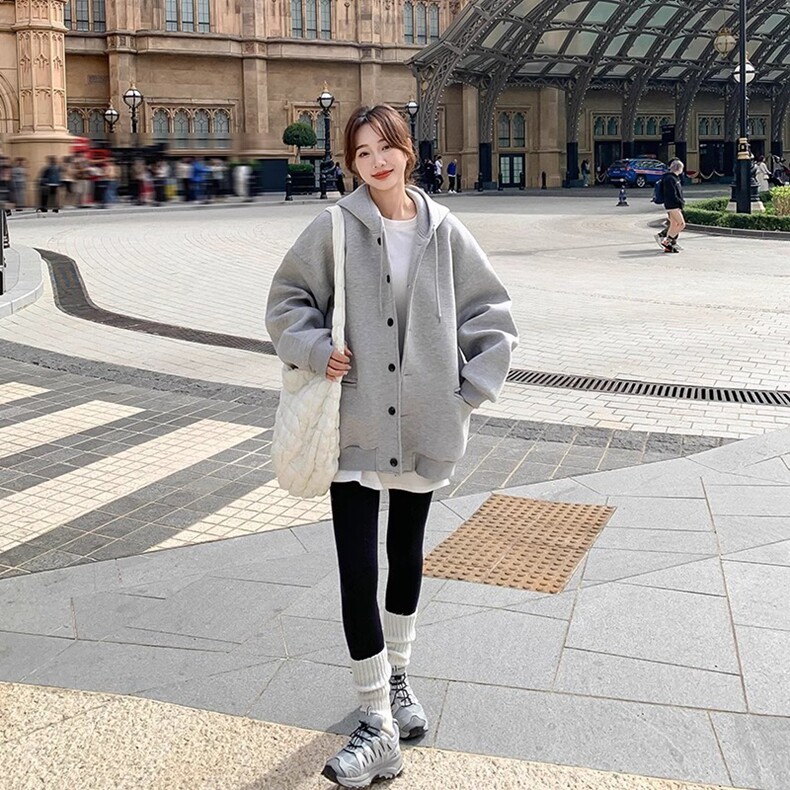 美式复古休闲连帽卫衣外套女秋冬季新款设计感宽松长袖开衫上衣,女装卫衣/绒衫,星座218-8