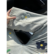 高街头设计感刺绣牛仔裤男春秋款嘻哈宽松休闲水洗直筒裤NZ796，男装牛仔裤，星座1116A（原606A-3）