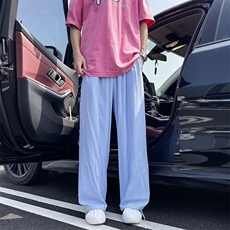 细条纹休闲裤男士韩版潮流高街阔腿2024夏季新款ins长裤K5295-P40，男装休闲裤，星座412-2