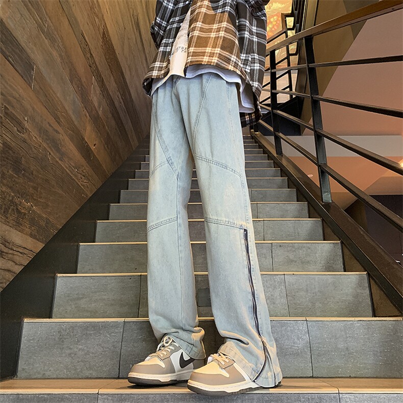 现货2024春秋款小众牛仔裤男拉链装饰-P55-限价68图片
