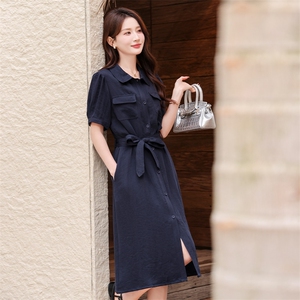 连衣裙女2025夏季新款高级感时尚休闲小个子气质减龄收腰显瘦长裙图片