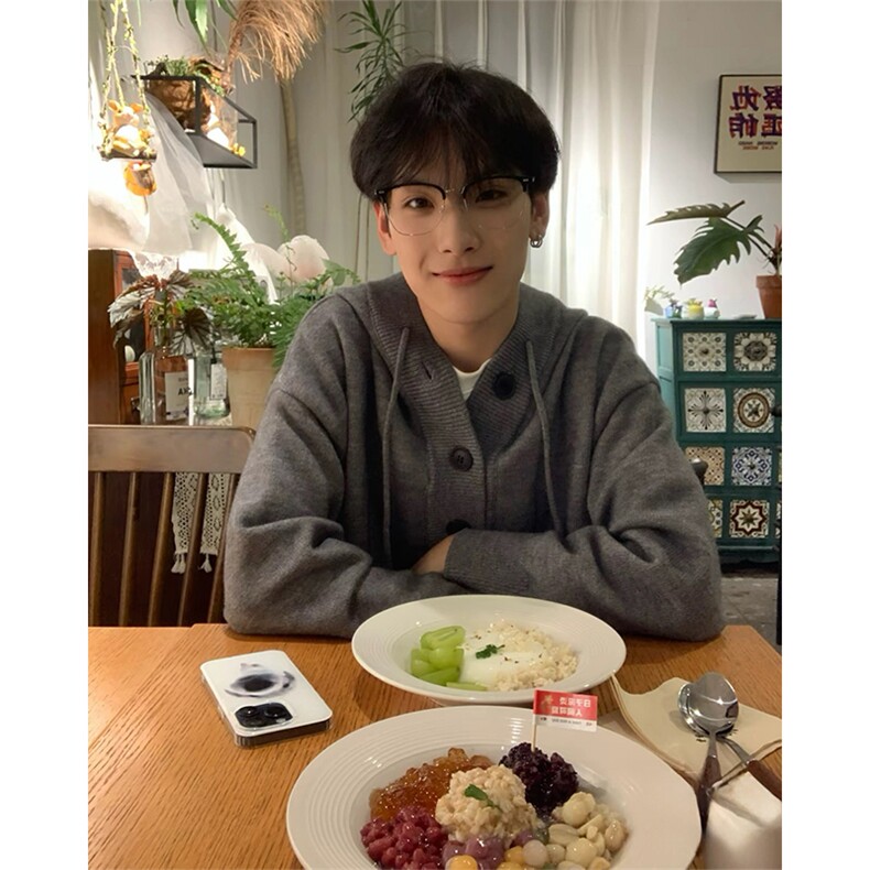 抖音得物保暖立领拉链针织外套秋冬宽松慵懒风纯色毛衣上衣AM047,男装针织衫/毛衣,电商A443