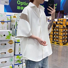 衬衫男士韩版潮流拼色痞子帅气夏季短袖2024新款ins外套CY769-P37，男装衬衫，星座412-2